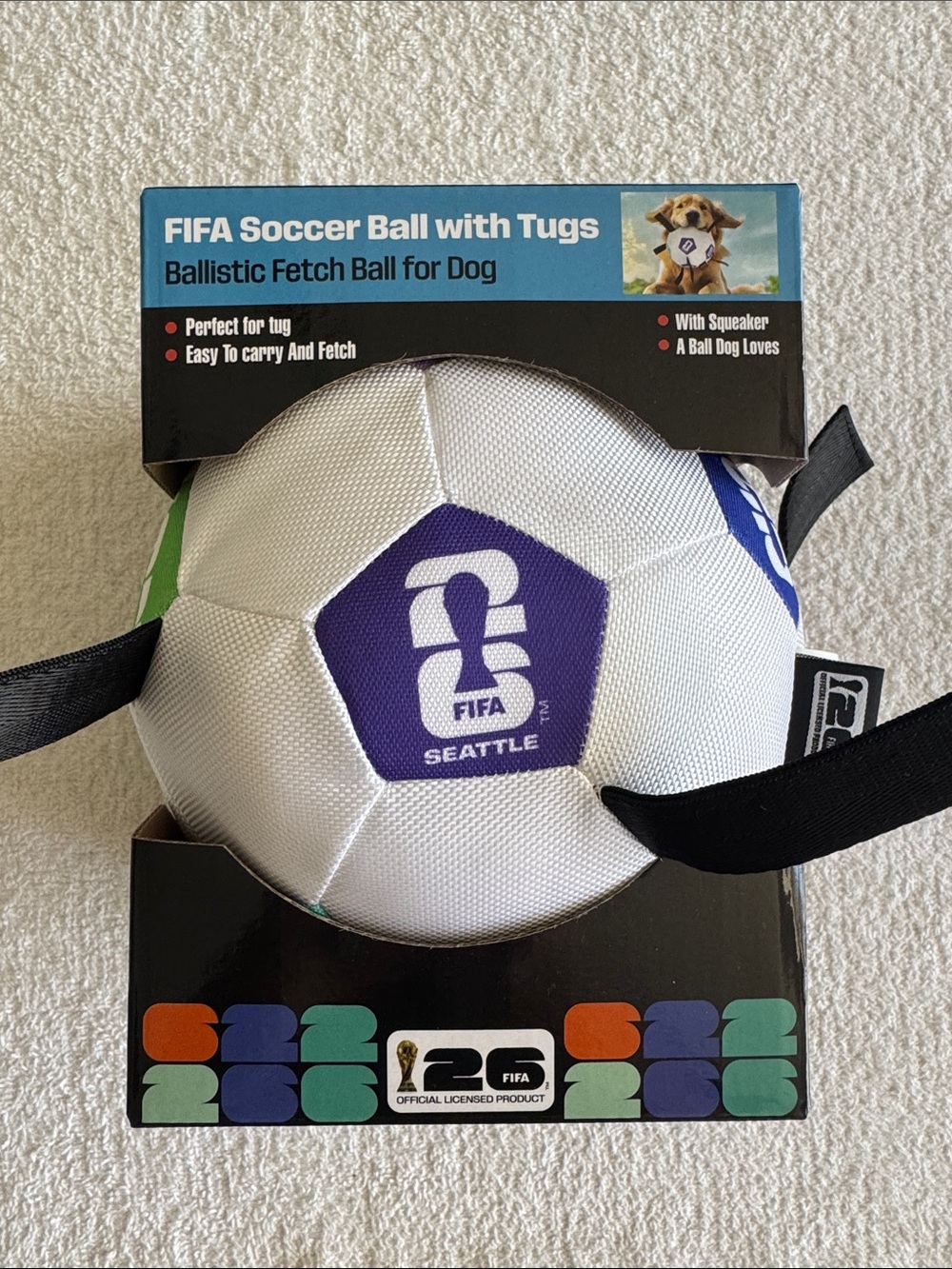 FIFA World Cup Soccer Ball with Tugs for Dogs